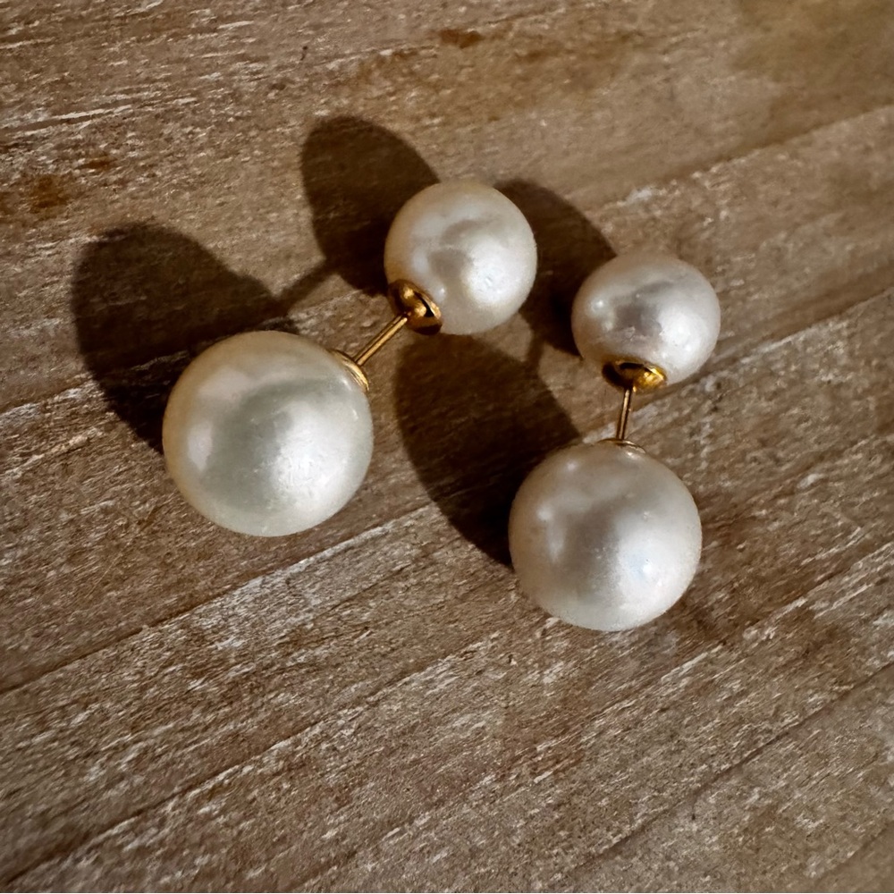 Real Pearl Double-Sided Earrings